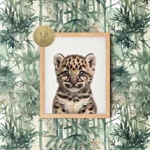 Baby Clouded Leopard Wall Art | Cute Animal Print | Printable Digital Download