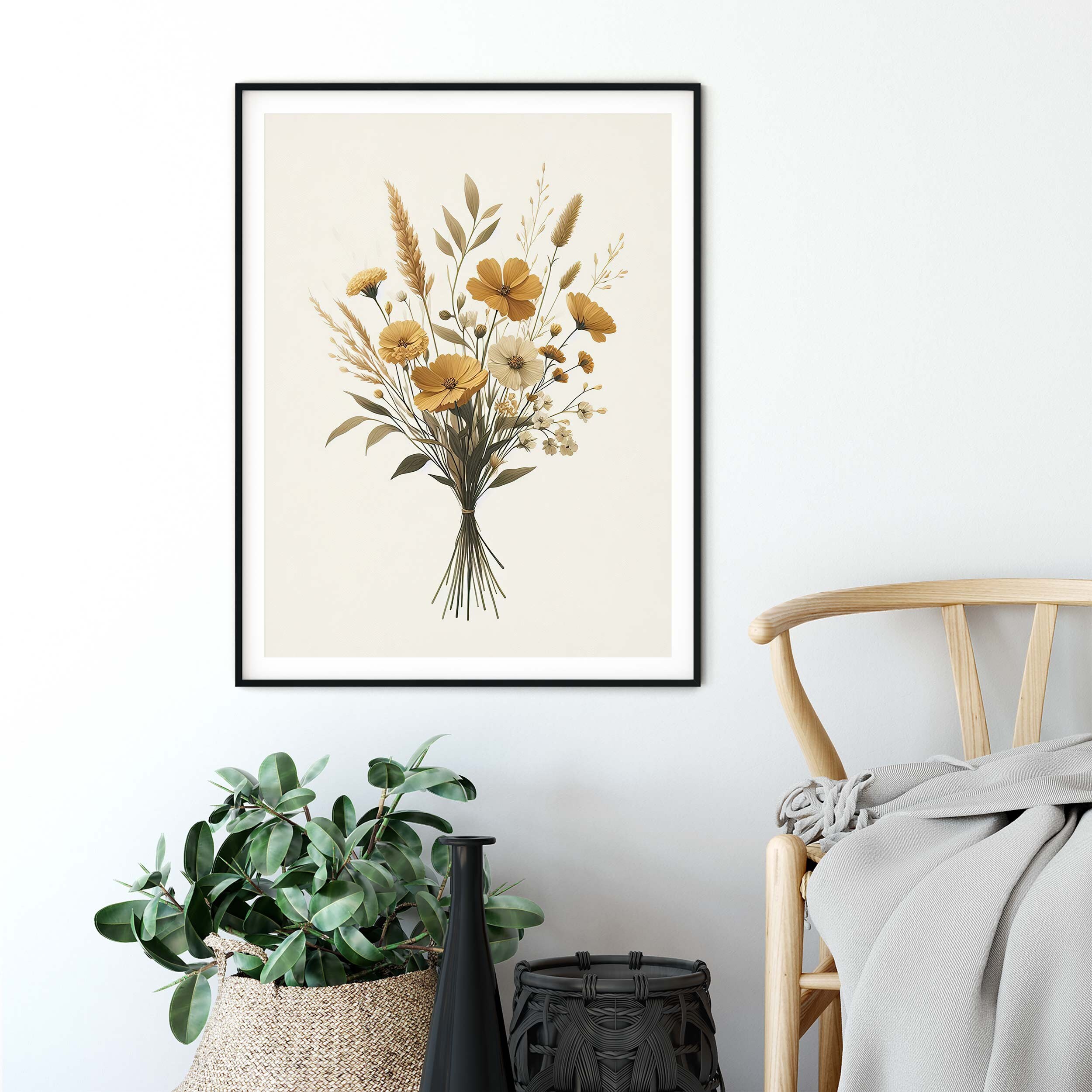 Farmhouse Printable Wall Art | Mustard Yellow and White Flowers Digital ...