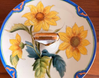 Noritake Morimura Sunflower Tidbit/Candy Dish Tray with Handle