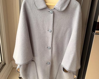 Vintage  Heritage Brand - Wetherall Coat Cape Reversible Blue and Cream 90 percent Wool 10% Llama Made in Great Britain