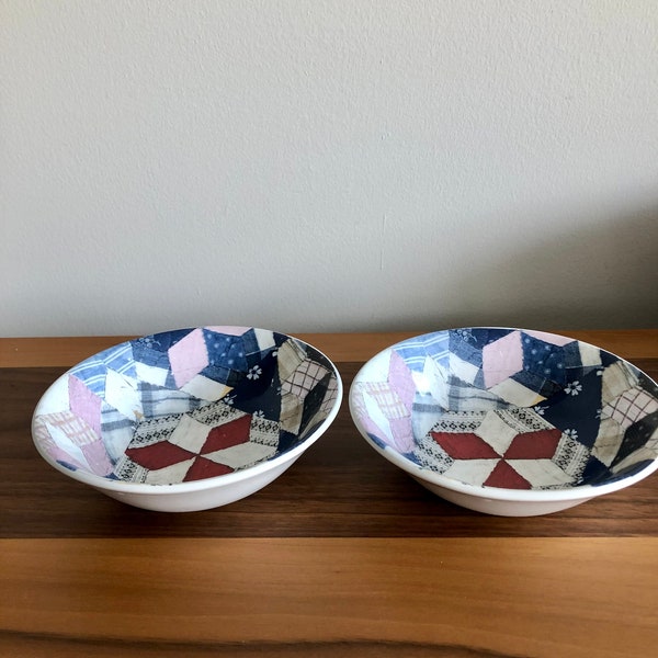 2 Ralph Lauren Patchwork Cereal Bowls made by Wedgwood England