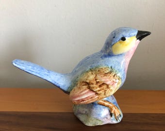 Vintage Stangl Pottery Bird Figurine Indigo Bunting signed CVF and Numbered 3589