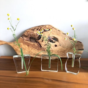 Set of 3 MCM Clear Glass Solifleur Single Stem Vases