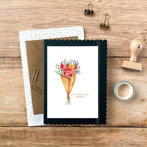 Carte postale aquarelle Bouquet de fleuriste