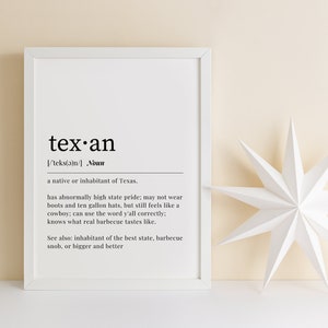 Texan Definition Downloadable Wall Art