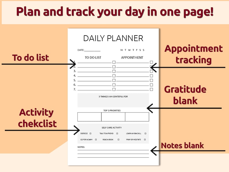 Daily to Do List Planner Printable, Track Achievement, Good Notes ...