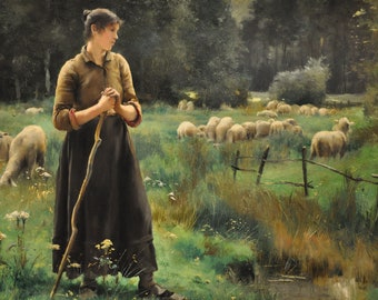 Paysanne avec des moutons