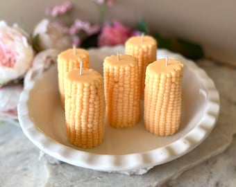 Actual real sized corn candle. Exclusive only to Kindled Flames Australia, like Realistic Food. gift Idea. Bulk Available Scented Unscented.