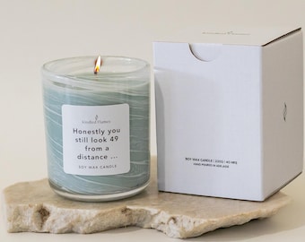 Wood Sage & Sea Salt inspired with sage coloured wax jar - Smells Like CUSTOM AGE is over,  270ml decorated jar. 30th 40th 50th 60th 70th
