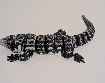 Tegu Lizard articulated 3D print, ornamental toy, moving body, semi-realistic reptile. Australia. Biodegradable.