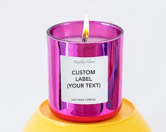 Pink Electroplated Cotton Candy (Fairy Floss) candle, Custom Text choose your label, Candle Gift: Luxury Jars 280ml 8.7oz 45 hr burn.
