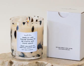 Custom Pregnancy Announcement DALMATIAN JAR Candle: Soy Wax Aunt, Uncle, Grandma, Grandpa Gift