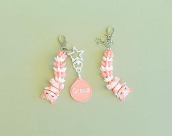 Cat Kitten, clip-on keychain school bag tag, 3D printed, personalised gift. Authorised Fluffy Tails seller Australia, PLA biodegrades.