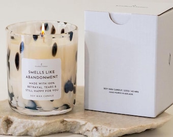 Smells Like Abandonment, Luxury Dalmatian Jar, Australian Candles, friendship partner gifting 280ml. Funny gift idea. 8.7oz soy wax.