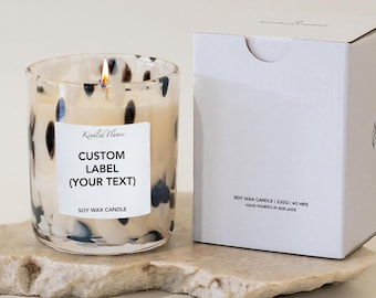 Custom Text choose your text on label Candle Gift: Luxury Dalmatian Jar 280ml 8.7oz 45 hour burn time