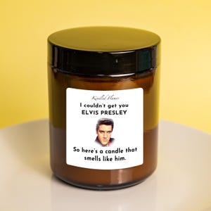Elvis Presley Gag Gift Candle: Amber Jar Soy Wax Candle