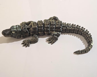 Alligator freshwater crocodile articulated 3D print, ornamental toy, moving body, semi-realistic reptile. Australia. Biodegradable.