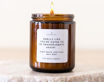Custom Pregnancy Announcement Candle: Soy Wax Aunt, Uncle, Grandma, Grandpa Gift