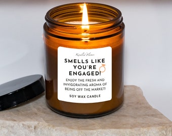 Smells like you're engaged, engagement wedding gifting candles amber jar 200ml or 100ml. Funny gift idea. In box. Funny Candle