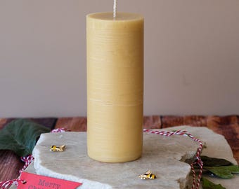 Medium Beeswax pillar candle  | 330g 70 hour burn | Air purifying| Longer lasting beeswax South Australia. Bulk available.