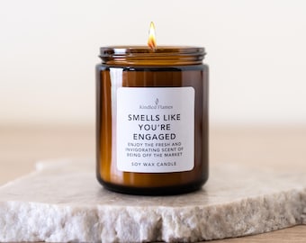 Engagement Gift Candle: Smells Like You're Engaged, Soy Wax Amber Jar