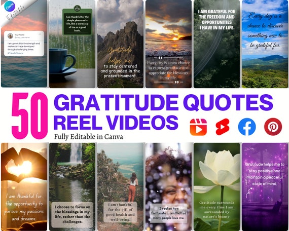 50 Gratitude Quotes Instagram Reel Bundle Gratitude Affirmations