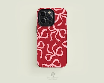 Roze Bogen op Rood Stoer Telefoonhoesje | iPhone 15 14 13 12 11 Pro Max hoesje, iPhone 15 14 Plus hoesje, iPhone 13 12 Mini hoesje, iPhone hoesjes