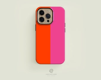 Bicoloured Orange and Pink MagSafe Tough iPhone Case | iPhone 15 14 13 Pro Max Case, iPhone 15 14 Plus Case, iPhone 13 Mini, iPhone Cases