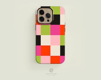 Checkered Rainbow MagSafe Tough iPhone Case | iPhone 15 14 13 Pro Max Case, iPhone 15 14 Plus Case, iPhone 13 Mini, iPhone Cases