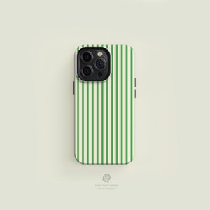 Coque iPhone résistante à rayures vertes et beiges | Coque pour iPhone 16 15 14 13 12 11, Pro Max, iPhone 16 15 14 Plus, iPhone 13 12 Mini