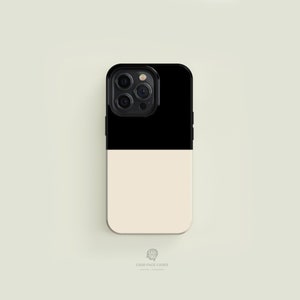 Coque pour portable bicolore noire et crème | Coque pour iPhone 16 15 14 13 12 11, Pro Max, iPhone 16 15 14 Plus, iPhone 13 12 Mini
