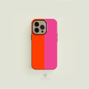 Bicoloured Orange and Pink MagSafe Tough iPhone Case | iPhone 15 14 13 Pro Max Case, iPhone 15 14 Plus Case, iPhone 13 Mini, iPhone Cases