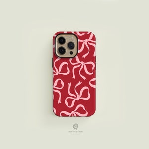 Rosa Bögen auf Rot MagSafe Tough iPhone Case | iPhone 16 15 14 13 Pro Max Hülle, iPhone 16 15 14 Plus Hülle, iPhone 13 Mini, Case-Face