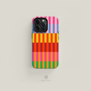 Colourful Stripes Tough Phone Case | iPhone 15 14 13 12 11 Pro Max Case, iPhone 15 14 Plus Case, iPhone 13 12 Mini Case, iPhone Case-Face