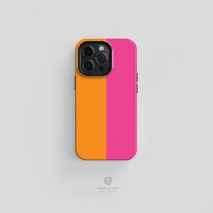 Bicoloured Pink & Orange Tough iPhone Case | iPhone 15 14 13 12 11 Pro Max Case, iPhone 13 12 Mini Case, iPhone XS Max Case, iPhone XR Case