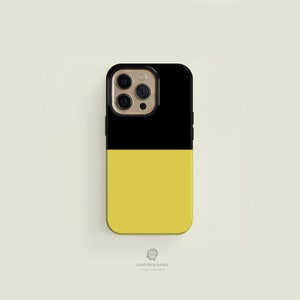 Coque iPhone MagSafe Tough bicolore jaune et noire | Coque pour iPhone 16 15 14 13 Pro Max, Coque pour iPhone 16 15 14 Plus, iPhone 13 Mini, iPhone