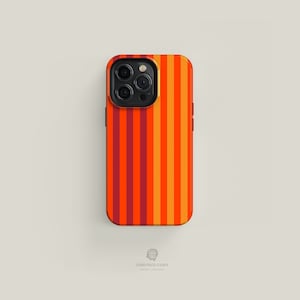 Custodia rigida per telefono a strisce arancioni e rosse bicolore / Custodia per iPhone 16 15 14 13 12 11 Pro Max, Custodia per iPhone 16 15 14 Plus, Custodia per iPhone 13 12 Mini