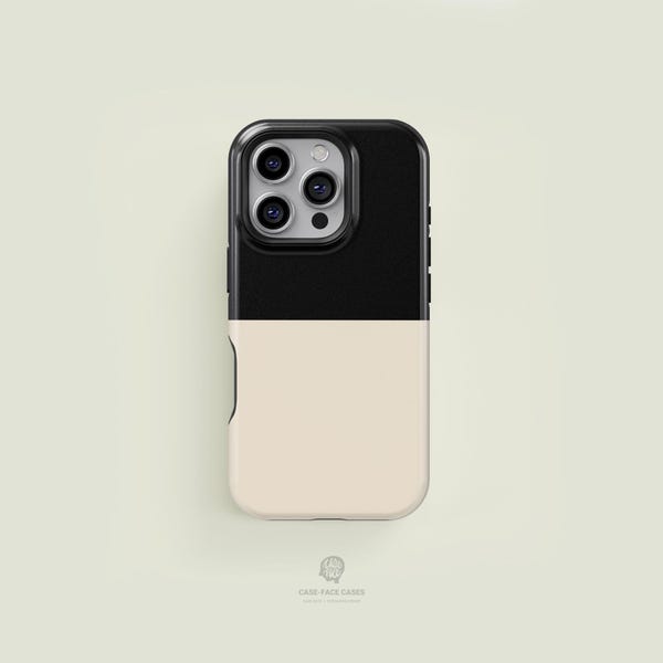 Horizontal Bicoloured Black & Cream Case iPhone 17 / 16 / 15 / 14 / 13 Pro Max Phone Case | MagSafe Tough Protection