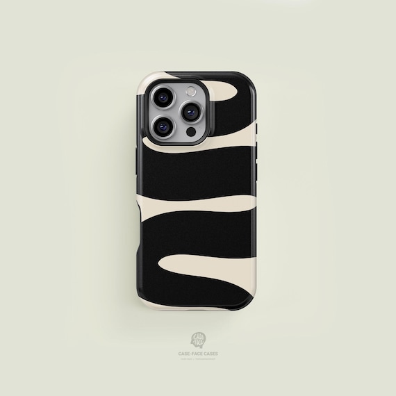 Snake Animal Print Black Cream iPhone 17 16 15 14 13 Pro