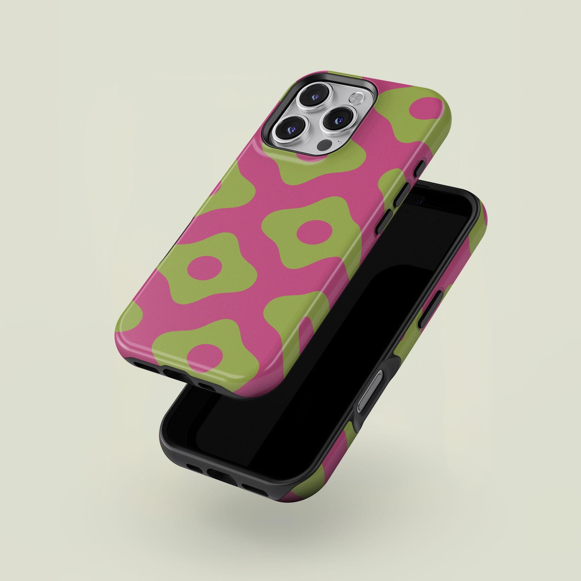 Skinny Dip Pink And Green Phone Case Graphic Floral Hot Pink Light Green  IPhone 17 16 15 14