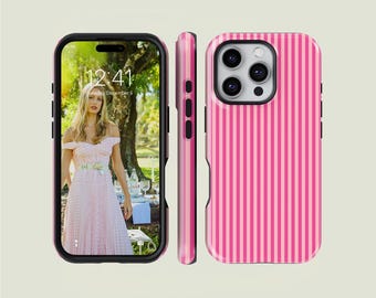 ピンク ストライプデザイン ソフトケースiPhone15Pro MAX DIESEL iPhone15Proケース Oval D Clear ピンクメタリック