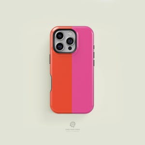 Funda vertical bicolor naranja brillante y rosa intenso para iPhone 17/16/15/14/13 Pro Max con protección MagSafe