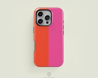 iPhone 17ケース（オレンジ・ピンク） Vertical Bicoloured Bright Orange & Hot Pink iPhone 17 / 16 / 15