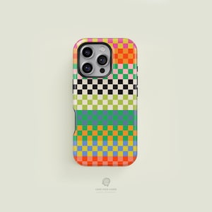Mini geruit kleurrijk stoer iPhone-hoesje | iPhone 16 15 14 13 12 11 Pro Max-hoesje, iPhone 16 15 14 Plus-hoesje, iPhone 13 12 mini-hoesje