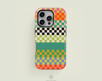 Mini Checkered Colourful Tough iPhone Case | iPhone 16 15 14 13 12 11 Pro Max Case, iPhone 16 15 14 Plus Case, iPhone 13 12 Mini Case