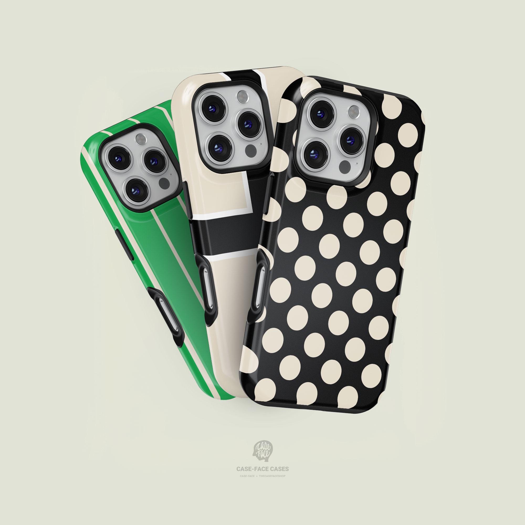 大胆な水玉模様のブラック＆クリーム iPhone 17 / 16 / 15 / 14 / 13