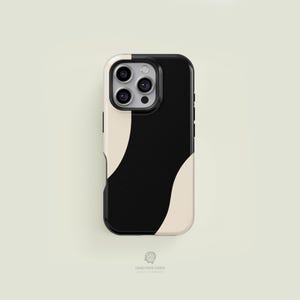 Organic Abstract Black & Cream iPhone 17 / 16 / 15 / 14 / 13 Pro Max Phone Case | MagSafe Tough Protection