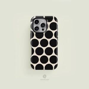 Bold Polka-Dot Black & Cream iPhone 17 / 16 / 15 / 14 / 13 Pro Max Phone Case | MagSafe Tough Protection