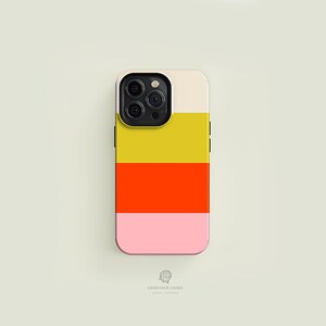 Gestreifte Creme, Gelb, Orange und Rosa Tough iPhone Case | iPhone 16 15 14 13 12 11 Pro Max Hülle, iPhone 16 15 14 Plus Hülle, iPhone 13 12