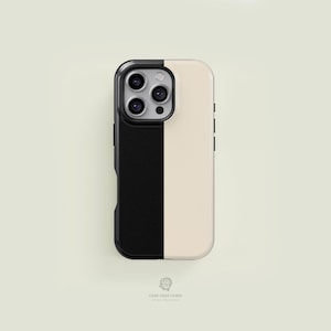Vertical Bicoloured Black & Cream iPhone 17 / 16 / 15 / 14 / 13 Pro Max Phone Case | MagSafe Tough Protection